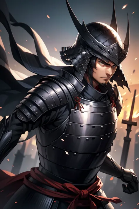 armored１people men, intence anger, make it chaotic and evil, hanfu, wearing light armor, very short hair, black hair, grey eyes,...