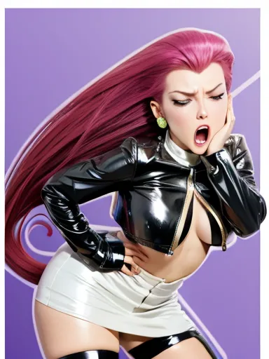 jessie from pokémon. sneezing. sexy latex