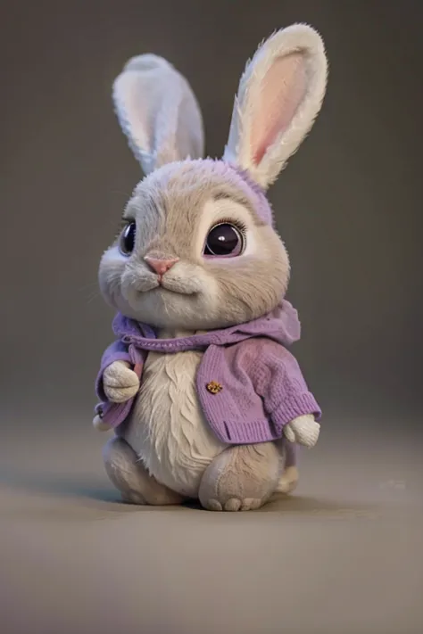 rabbit, pastel purple, cute,  realistic ,  plush