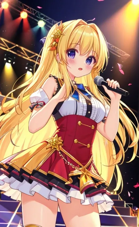  beautiful long blonde hair 　Idol clothes　 on stage　 virtual 