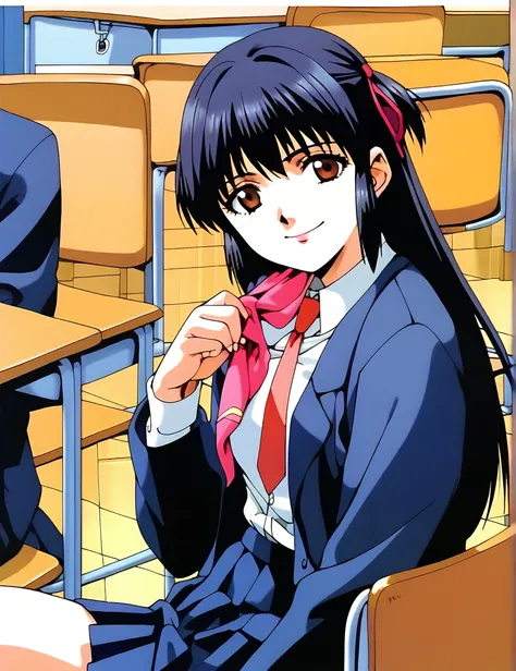 you,  score_9,  score_8_up,  score_7_up,sauce_Anime,  1 girl,Student Uniform,blazer,lOng sleeves, with collar_shirt,tie, pleated skirt,socks,,smile,cowboy_shot, staring _in_Viewers,classroom, at dawn_On_chair,Monster,,Monster性交



