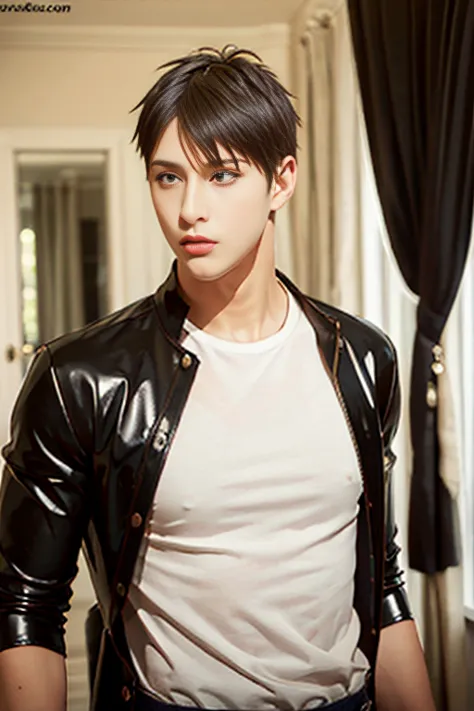 ( best quality ), (overall view)   handsome and cool boy, teenager, in latex superher