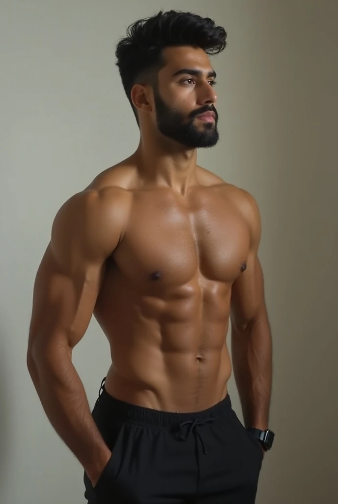 Shirtless indian college boy , six pack abs breaSt, hot as fuck, athelete body, short trimmed beard