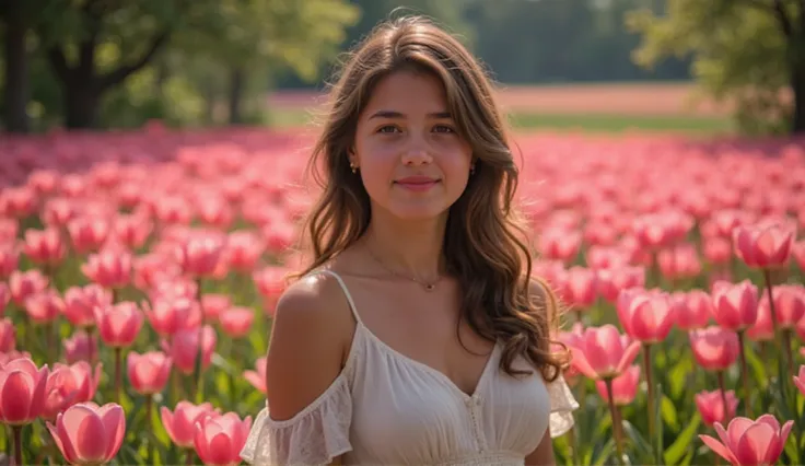 best quality, masterpiece, ultra high resolution (photorealistic: 1.4), raw photo, 1 girl, white dress, bare shoulders, field of...