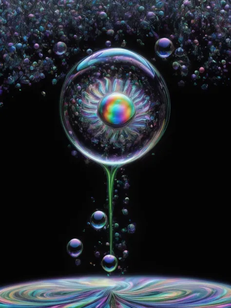 An image of light emerging from colors in a psychedelic dream, shimmering glass morphing out of colors, trippy vibrant colors, perfectly formed beautiful reflective bubbles, attention to detail on the bubbles and spheres, beautiful psychedelic digital art,...