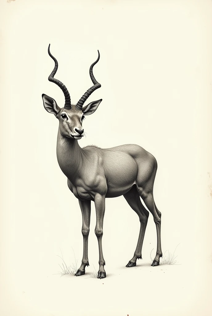 vintage sketch with high detail of a Antelope 