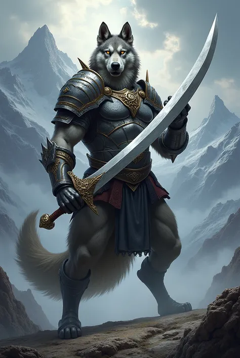 A dog holding a sword
