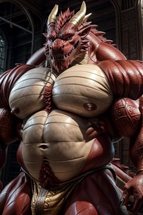 fat male dragon beast man 。 huge muscles。 detailed description 。precise depiction。 highest resolution 。maximum number of pixels。...