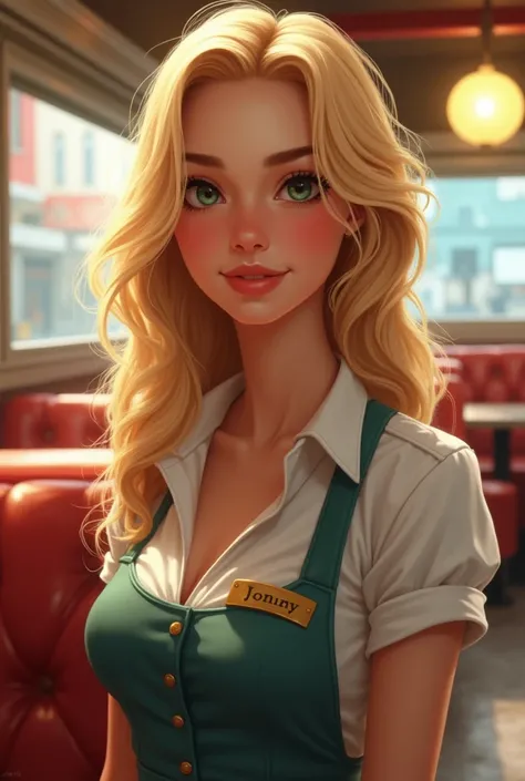 A beautiful blonde waitress