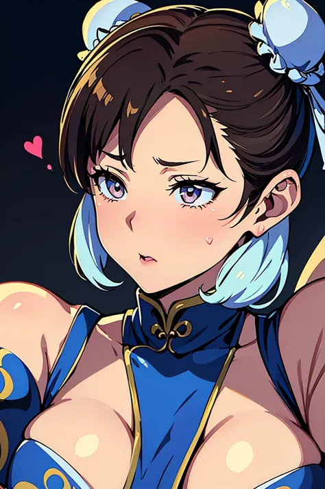 cute chun-li 、 ahe face、heart with dialogue 、 seriously injured chun-li、[  4k digital art ]!（chun-li is seriously injured and sh...