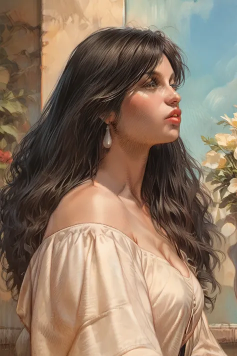 beautiful woman  druuna with long black hair ,, fantastic paintings by paolo eleuteri serpieri ,high quality,