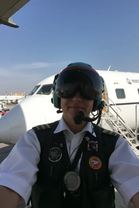 a selfie of an airplane pilot in dubai