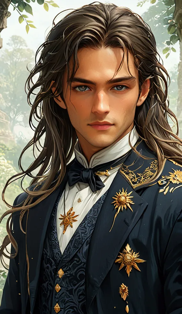 a handsome man , long ash hair