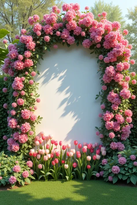 Wall with spring flowers