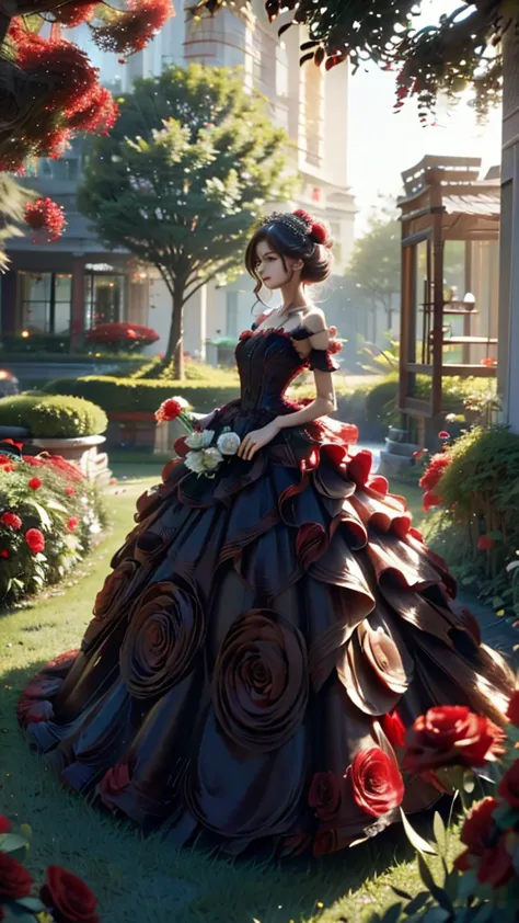 one woman，japanese，brown hair，lolita fashion，{classical lolita}，{claroly}，your favorite clothes，coordination，portrait，tall，tallィ...