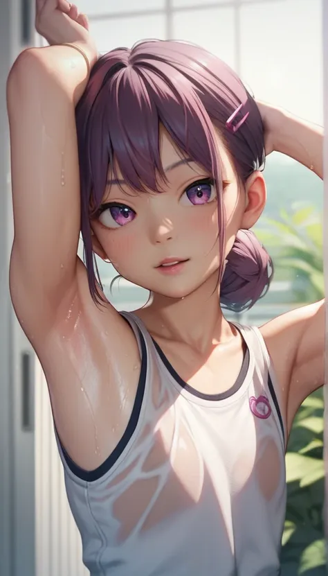 anime, young girl, armpits, sleeveless, high quality, highres, detailed, 4k, sweaty armpits, ikuyo kita