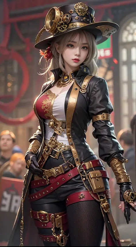 lady of alafed – steampunk costume and hat pose, steampunk beautiful anime woman, by yang j, guweiz on artstation pixiv, stunnin...