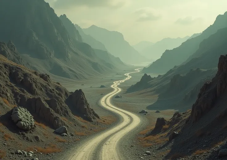  Image of a road with several “traps” drawn (pits , Obstacles )  along the path ,  symbolizing the traps of wealth .
