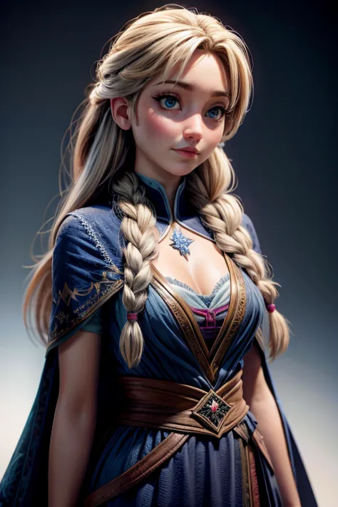 ana from the movie frozen with cleavage. no background.