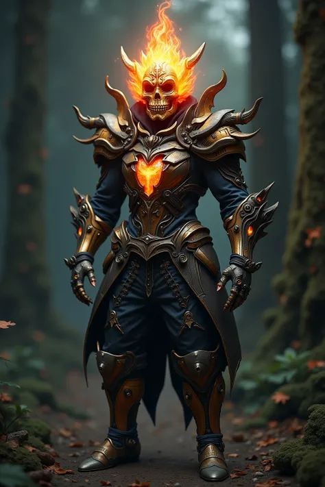 generate images of kawaii  character of (flame crystal head) zany scarecrow with a horror fantasy theme,(hands on hips:1.5), armor must be highly intricate steampunk style, armor must be made of flame, elegant, and visually striking, highly detailed leathe...