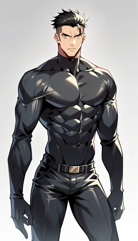 appearance: raven is tall and muscular, with short black hair and golden hawk eyes. he wears a black leather suit with silver ac...