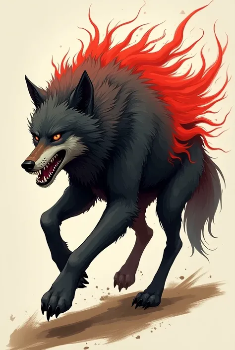 Black and brown with red streak going it’s back wolf animation 