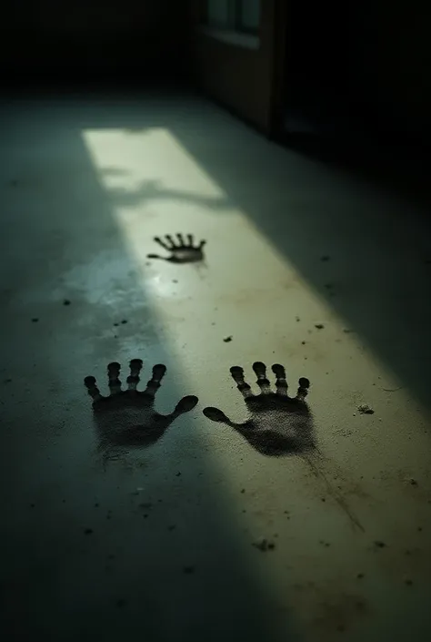 Suddenly, tiny handprints appeared on the dusty floor,