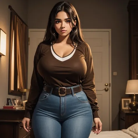 90s dark vintage film style, A Guanajuato petite cute Nerdy skinny emo mexican teen, long volumetric emo style brown hair, beautiful detailed brown eyes, cutely detailed lips, cute highly detailed eyes and face, huge voluptuous breasts, wide fat pearshaped...