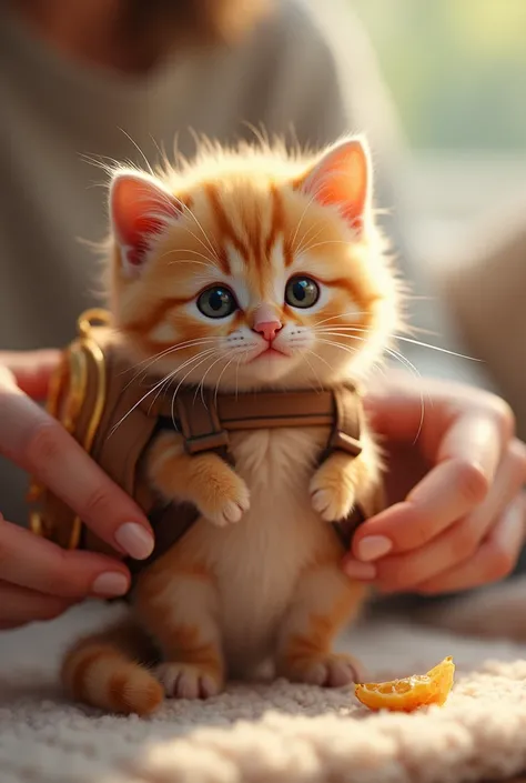 Step 1: Getting Ready

The kitten is prepped with a tiny backpack filled with essentials: a small snack (like cat treats) and maybe a little blanket for comfort.

Kitten gets brushed and ready by its owner, who gives a gentle pep talk, reassuring it for th...