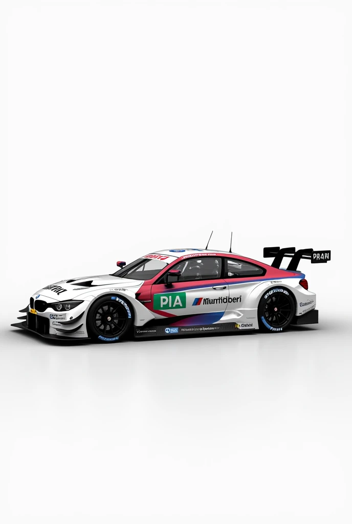 Up side view of BMW M4 DTM on wite background 