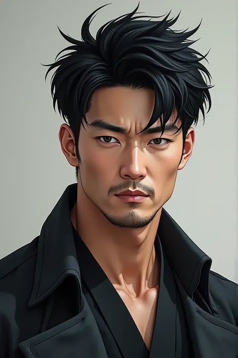 Strong black haired Korean man
