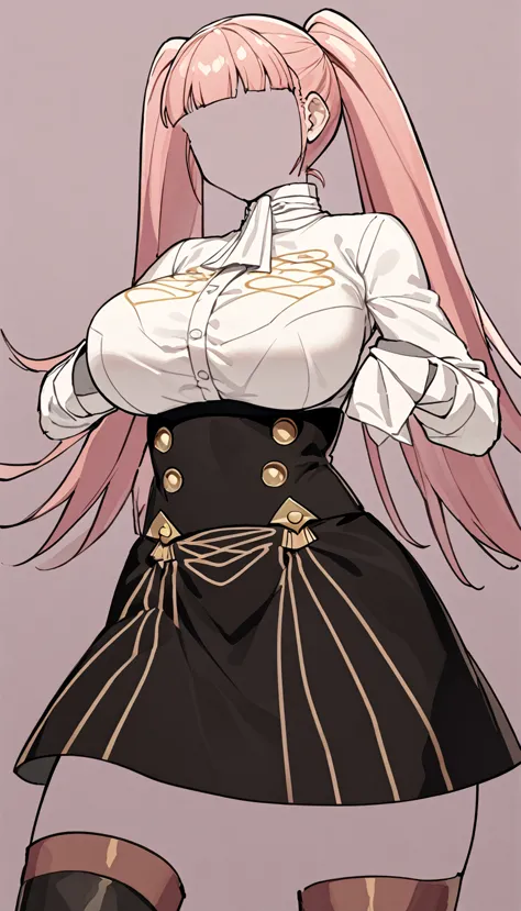 hilda valentine goneril, white blouse, black skirt, garreg mach uniform, masterpiece, large breasts, invisible body, no humans, ...