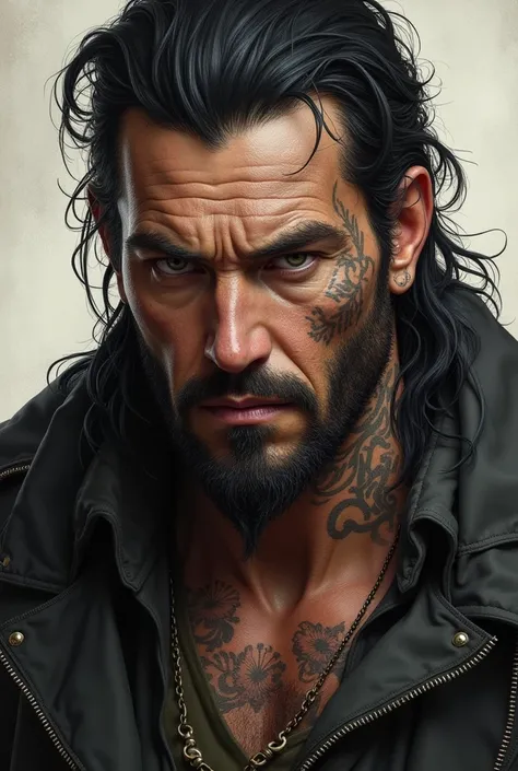 As to Colonel Christopher Morgan with gray eyes with black hair tattoos from the book he lujuria by Eva Muños 