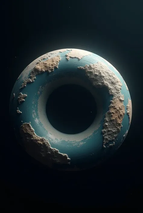 A flattened, apple-like toroid that looks like our planet. 