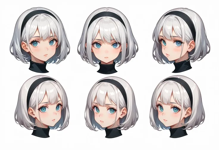 character sheet desing lady 2b from nier automata, only head. beauty face, perfect proportion, beauty, ultra detailed face. view...