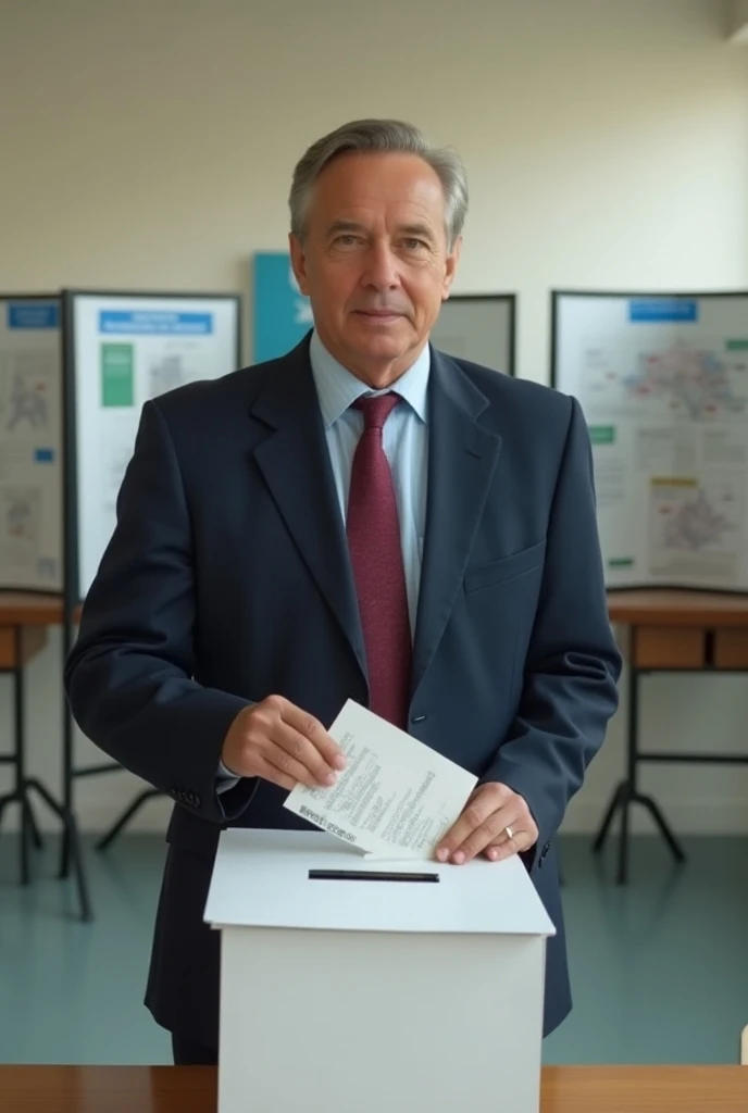 A person voting at the ballot box 