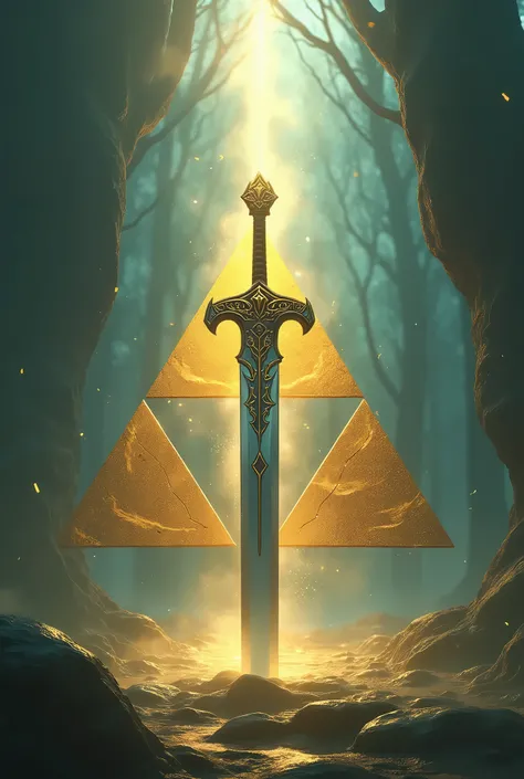 Triforce from Zelda with master sword in the center