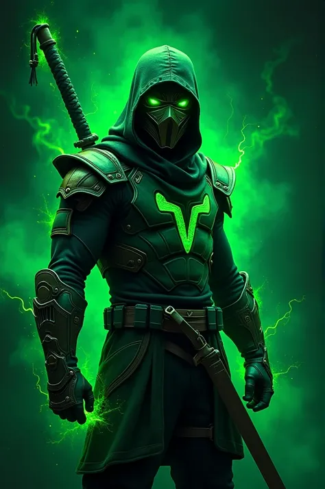 Make me a unit green ninja logo for the intramurals and make it more technology concept like electric 