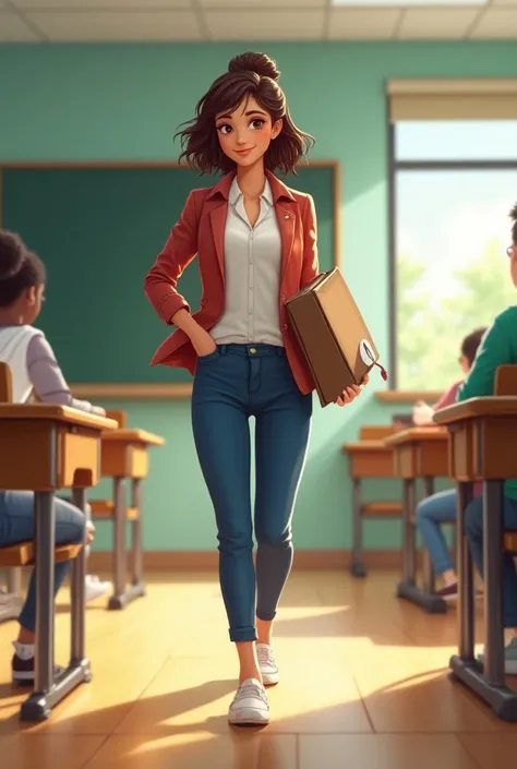 Emma, smiling confidently, walks into the classroom with a new test in hand, ready to face the challenge.

Caption: Emma takes control of her learning, ready to face the next challenge with resilience and clarity. make it in a comic animation 