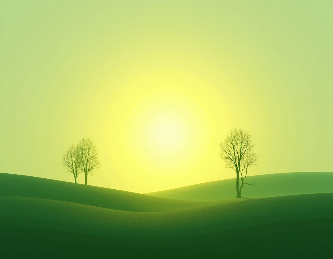 A green background, leafless trees, morning sun. 4k