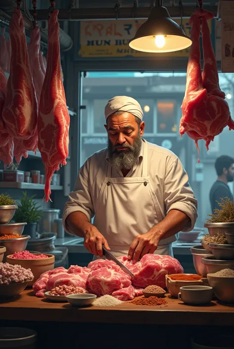 Inam working as butcher at abu bakt store in england
