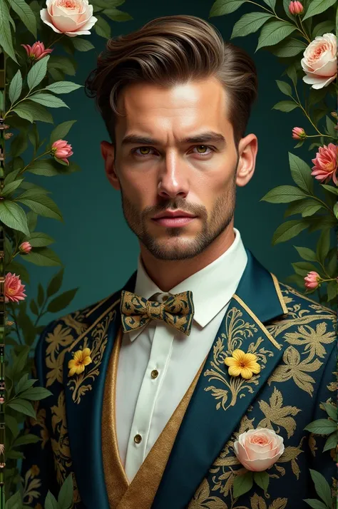 Picture a man who is handsome in terms of botany and looks like he is well-dressed