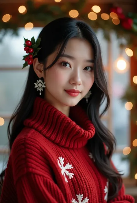 Adult Korean girl with Christmas theme for pfp