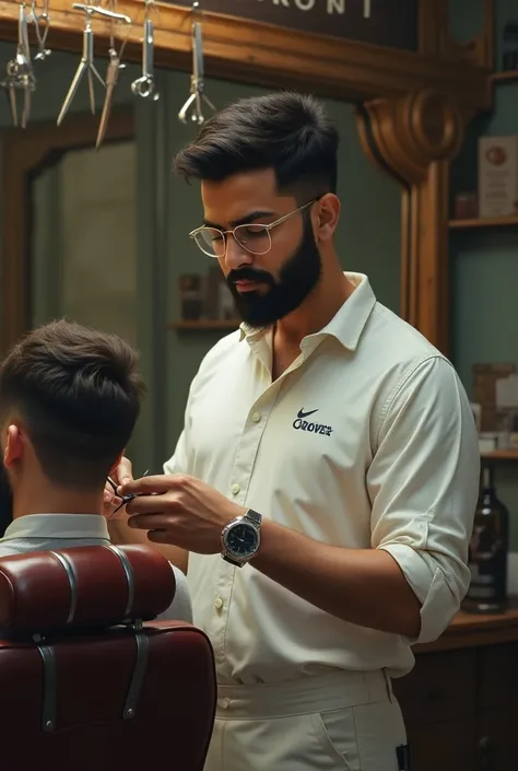 Rohit sharma as a barber