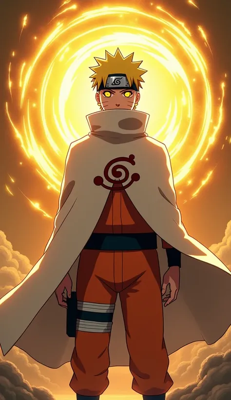 Handsome Adult Uzumaki Naruto Kmc Cloak God, Gold Frog Eyes, Gold Aura, Monster Fox Five Tails Aura, Masterpiece, Accurate, Award Winning, Super Detailed, 8K Octane, Anime Style, Anime, 