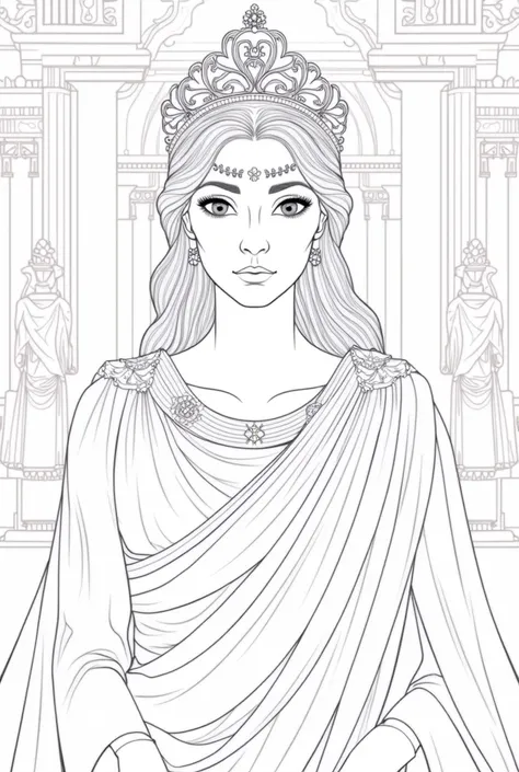 A coloring page of the queen of Greece 