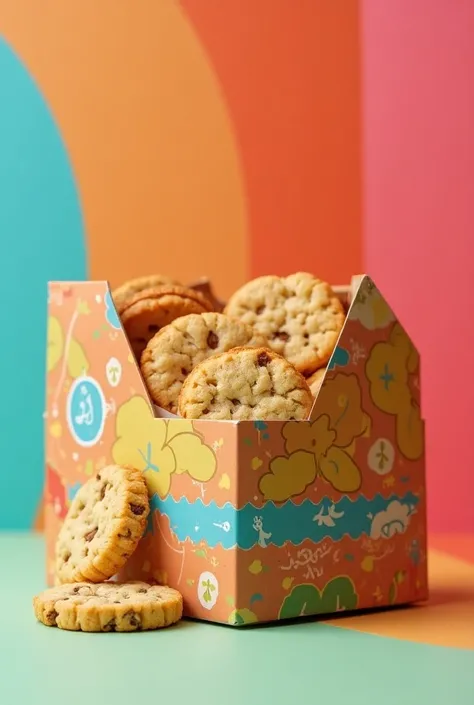 Cookie packaging colourful and interesting shape and uncommon design which can catch people’s attention easily 
