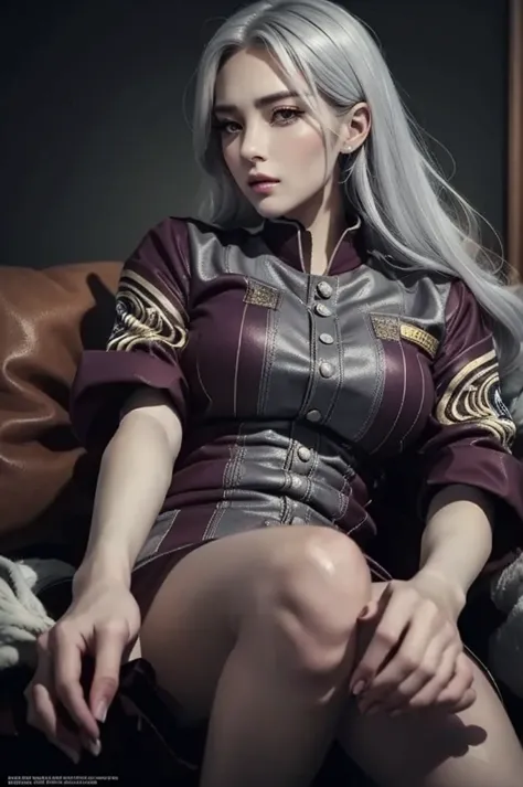 beautiful woman of the phoenix galaxy, silver hair color, sexy clothing, detailed face and eyes, cinematic lighting, vibrant colors, intricate details, photorealistic, 8k, highly detailed, masterpiece, fantasy art