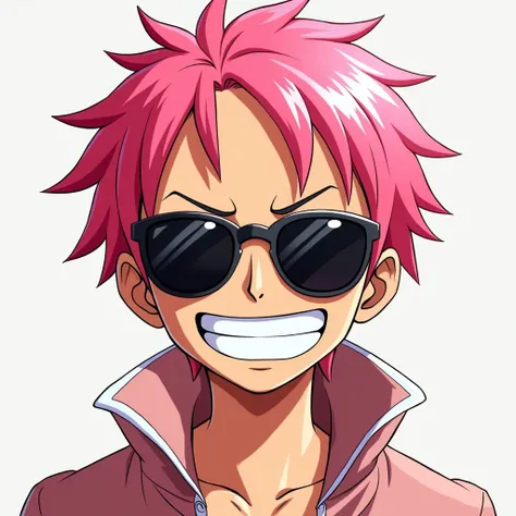 Pink hair,Sunglasses,man,face,cartoon character,Manga One Piece Kobe