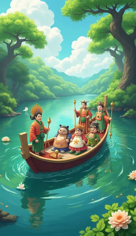  four-leaf clover🍀、Seven Lucky Gods、Boat